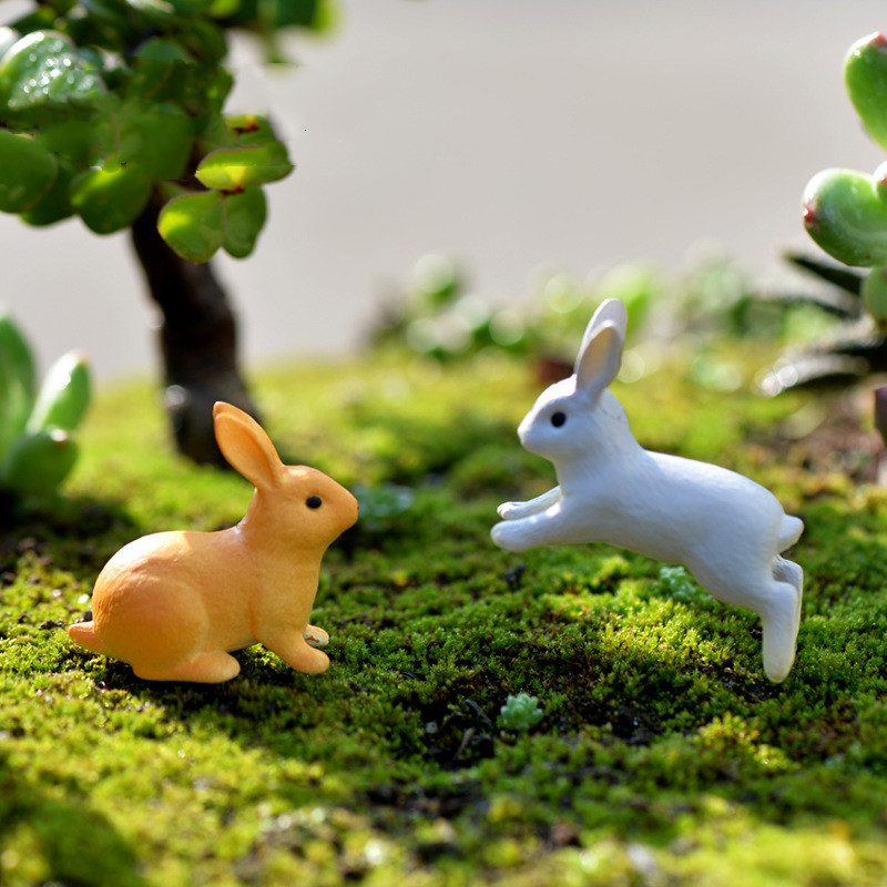 Mini Fairy Garden Animals Cartoon Rabbit Figurine Dolls Pot Bonsai Resin Crafts Accessories Decor Animals Terrariums Fairy Garden Decoration Wholesale Fairy Garden Accessories Supplies Lovely Mini Rabbit Small Kids Toys